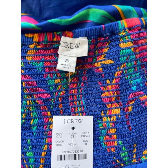 J Crew Women Dress Square Neck Midi Blue Cotton Preppy Floral Boho Size 8 NWT - Picture 15 of 16